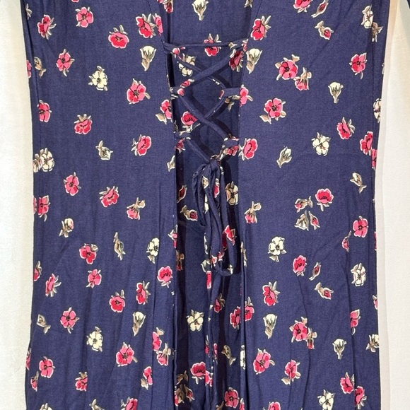 Vintage Paris Sport Club Navy Floral Button‑Front Midi Dress Size 3 -Made in USA - Picture 3 of 7